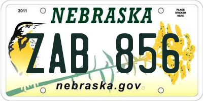 NE license plate ZAB856