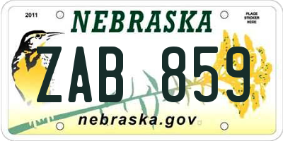 NE license plate ZAB859