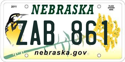 NE license plate ZAB861