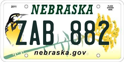 NE license plate ZAB882