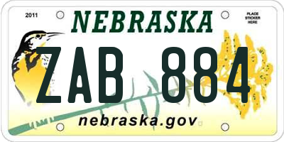 NE license plate ZAB884