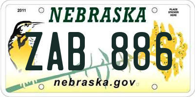 NE license plate ZAB886
