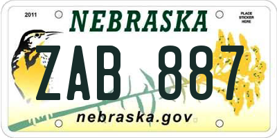 NE license plate ZAB887
