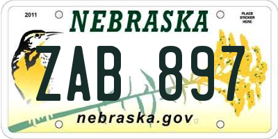 NE license plate ZAB897