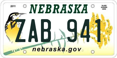 NE license plate ZAB941