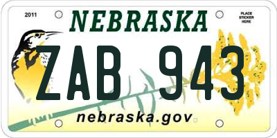 NE license plate ZAB943