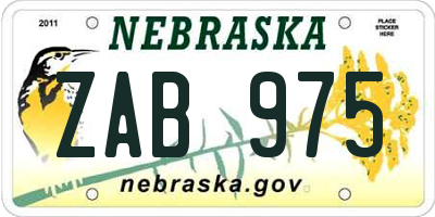 NE license plate ZAB975
