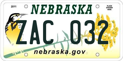 NE license plate ZAC032