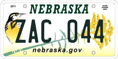 NE license plate ZAC044