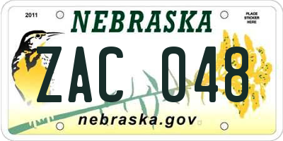 NE license plate ZAC048