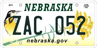 NE license plate ZAC052