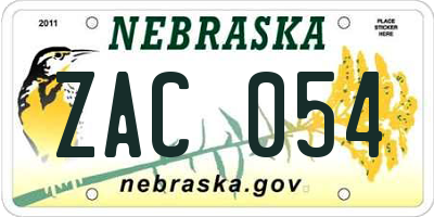 NE license plate ZAC054