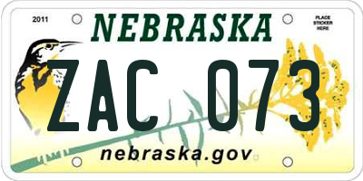 NE license plate ZAC073