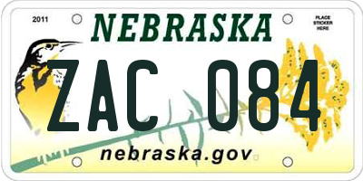 NE license plate ZAC084