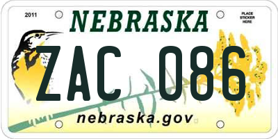 NE license plate ZAC086