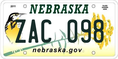 NE license plate ZAC098