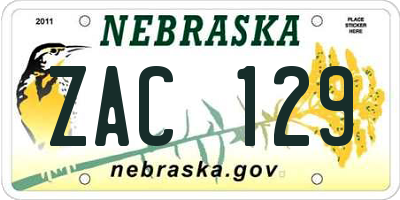 NE license plate ZAC129