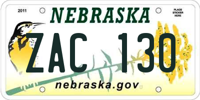NE license plate ZAC130