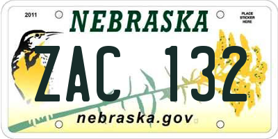 NE license plate ZAC132