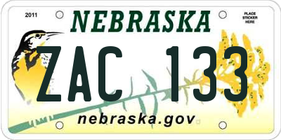 NE license plate ZAC133