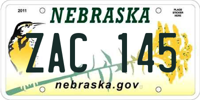 NE license plate ZAC145