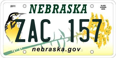 NE license plate ZAC157