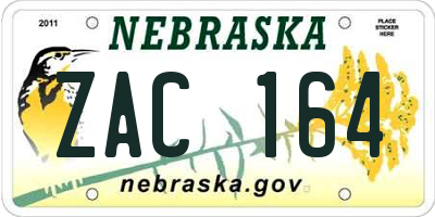 NE license plate ZAC164