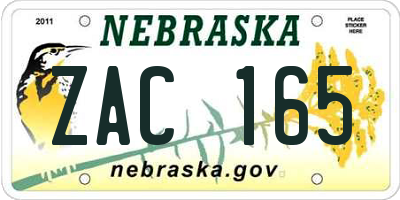 NE license plate ZAC165