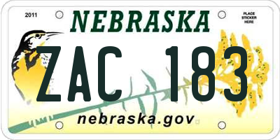 NE license plate ZAC183