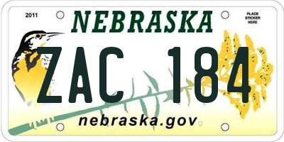 NE license plate ZAC184