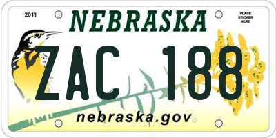 NE license plate ZAC188