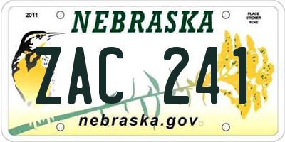 NE license plate ZAC241