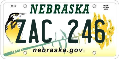NE license plate ZAC246