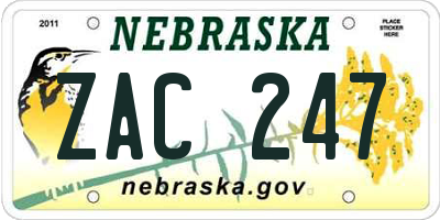 NE license plate ZAC247