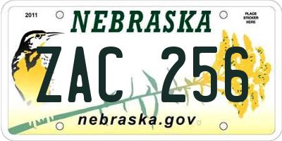 NE license plate ZAC256