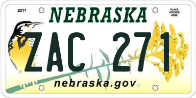 NE license plate ZAC271