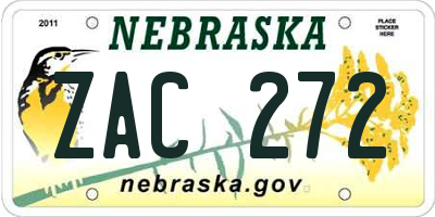 NE license plate ZAC272