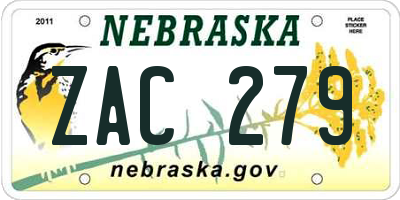 NE license plate ZAC279