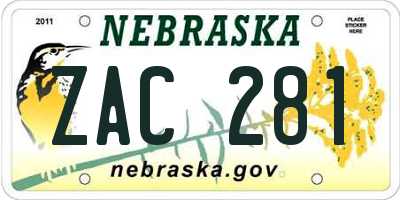 NE license plate ZAC281