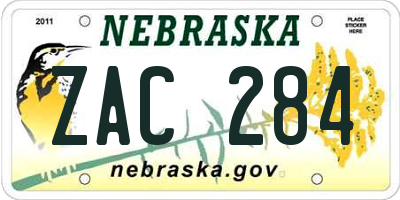 NE license plate ZAC284