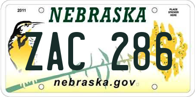 NE license plate ZAC286