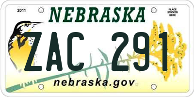NE license plate ZAC291