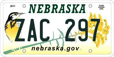 NE license plate ZAC297