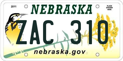 NE license plate ZAC310