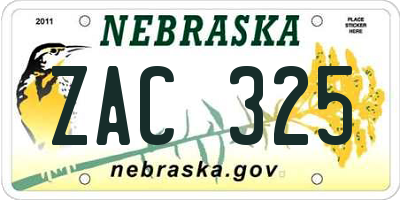 NE license plate ZAC325
