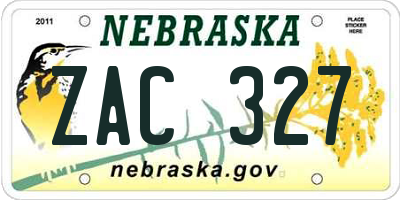 NE license plate ZAC327