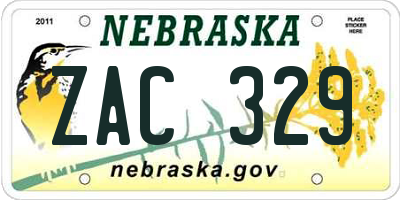 NE license plate ZAC329