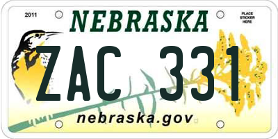 NE license plate ZAC331
