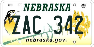 NE license plate ZAC342