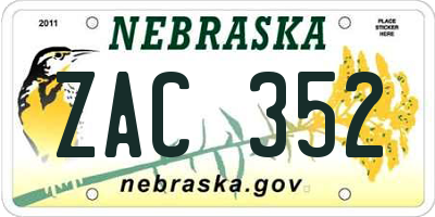 NE license plate ZAC352